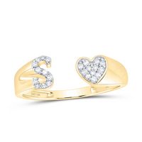 1/10CTW-DIA NK GIFT INITIAL &quot;S&quot; LADIES HEART RING