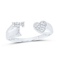 1/10CTW-DIA NK GIFT INITIAL &quot;T&quot; LADIES HEART RING