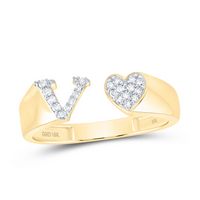 1/10CTW-DIA NK GIFT INITIAL &quot;V&quot; LADIES HEART RING