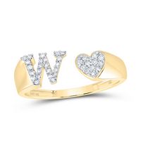 1/6CTW-DIA NK GIFT  INITIAL &quot;W&quot; LADIES HEART RING