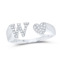 1/6CTW-DIA NK GIFT INITIAL &quot;W&quot; LADIES HEART RING