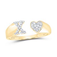 1/8CTW-DIA GIFT NK INITIAL &quot;X&quot; LADIES HEART RING
