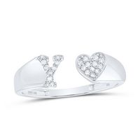 1/10CTW-DIA NK GIFT INITIAL &quot;Y&quot; LADIES HEART RING