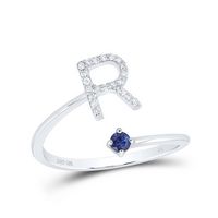 1/10CTW-NAT DIA NK 2.5MM RD-BS NAT GEM INITIAL &quot;R&quot; LADIES RING