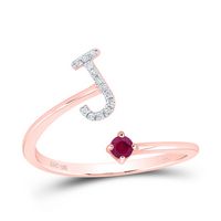 1/20CTW-NAT DIA NK 2.5MM RD-RU NAT GEM INITIAL &quot;J&quot; LADIES RING
