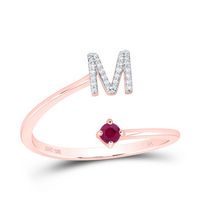 1/10CTW-NAT DIA NK 2.5MM RD-RU NAT GEM INITIAL &quot;M&quot; LADIES RING