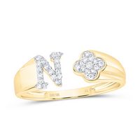1/8CTW-NAT DIA NK GIFT INITIAL &quot;N&quot; LADIES RING