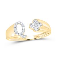 1/8CTW-NAT DIA NK GIFT INITIAL &quot;Q&quot; LADIES RING