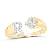 1/8CTW-NAT DIA NK GIFT INITIAL &quot;R&quot; LADIES RING