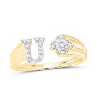 1/8CTW-NAT DIA NK GIFT INITIAL &quot;U&quot; LADIES RING