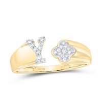 1/10CTW-NAT DIA NK GIFT INITIAL &quot;Y&quot; LADIES RING