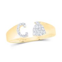 1/8CTW-NAT DIA NK GIFT INITIAL &quot;C&quot; LADIES RING