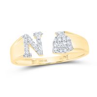 1/6CTW-NAT DIA NK GIFT INITIAL &quot;N&quot; LADIES RING