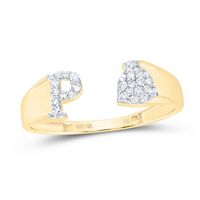 1/8CTW-NAT DIA NK GIFT INITIAL &quot;P&quot; LADIES RING