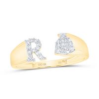 1/8CTW-NAT DIA NK GIFT INITIAL &quot;R&quot; LADIES RING