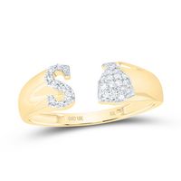 1/8CTW-NAT DIA NK GIFT INITIAL &quot;S&quot; LADIES RING