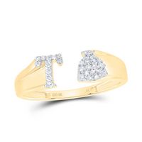 1/8CTW-NAT DIA NK GIFT INITIAL &quot;T&quot; LADIES RING