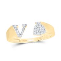 1/8CTW-NAT DIA NK GIFT INITIAL &quot;V&quot; LADIES RING