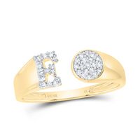 1/8CTW-NAT DIA NK GIFT INITIAL &quot;E&quot; ROUND LADIES RING
