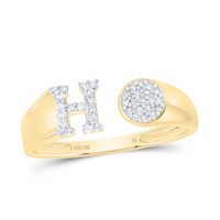1/6CTW-NAT DIA NK GIFT INITIAL &quot;H&quot;  ROUND LADIES RING