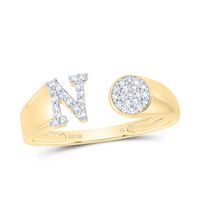 1/6CTW-NAT DIA NK GIFT INITIAL &quot;N&quot; ROUND LADIES RING