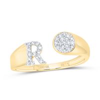 1/8CTW-NAT DIA NK GIFT INITIAL &quot;R&quot; ROUND LADIES RING