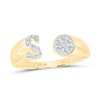 1/8CTW-NAT DIA NK GIFT INITIAL &quot;S&quot; ROUND LADIES RING