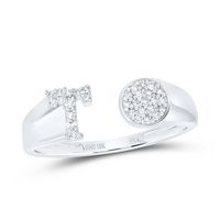 1/8CTW-NAT DIA NK GIFT INITIAL &quot;T&quot; ROUND LADIES RING
