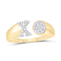 1/8CTW-NAT DIA NK GIFT INITIAL &quot;X&quot; ROUND LADIES RING