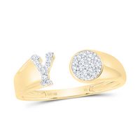 1/8CTW-NAT DIA NK GIFT INITIAL &quot;Y&quot; ROUND LADIES RING