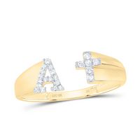 1/10CTW-NAT DIA NK GIFT INITIAL &quot;A&quot; LADIES CROSS RING