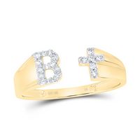 1/10CTW-NAT DIA NK GIFT INITIAL &quot;B&quot; LADIES CROSS RING