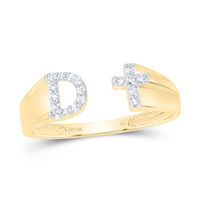 1/10CTW-NAT DIA NK GIFT INITIAL &quot;D&quot; LADIES CROSS RING