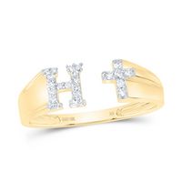 1/10CTW-NAT DIA NK GIFT INITIAL &quot;H&quot; LADIES CROSS RING