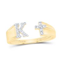 1/10CTW-NAT DIA NK GIFT INITIAL &quot;K&quot; LADIES CROSS RING