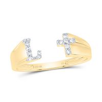 1/12CTW-NAT DIA NK GIFT INITIAL &quot;L&quot; LADIES CROSS RING