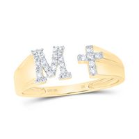 1/8CTW-NAT DIA NK GIFT INITIAL &quot;M&quot; LADIES CROSS RING