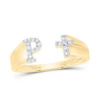1/10CTW-NAT DIA NK GIFT INITIAL &quot;P&quot; LADIES CROSS RING