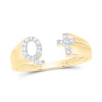 1/10CTW-NAT DIA NK GIFT INITIAL &quot;Q&quot; LADIES CROSS RING