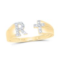 1/10CTW-NAT DIA NK GIFT INITIAL &quot;R&quot; LADIES CROSS RING