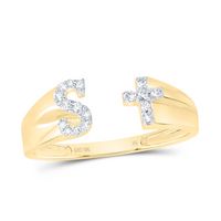 1/10CTW-NAT DIA NK GIFT INITIAL &quot;S&quot; LADIES CROSS RING