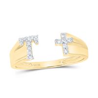 1/10CTW-NAT DIA NK GIFT INITIAL &quot;T&quot; LADIES CROSS RING