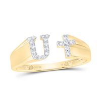 1/10CTW-NAT DIA NK GIFT INITIAL &quot;U&quot; LADIES CROSS RING