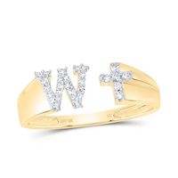1/8CTW-NAT DIA NK GIFT INITIAL &quot;W&quot; LADIES CROSS RING
