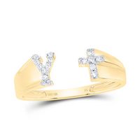 1/12CTW-NAT DIA NK GIFT INITIAL &quot;Y&quot; LADIES CROSS RING