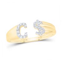 1/8CTW-NAT DIA NK GIFT INITIAL &quot;C&quot; LADIES DOLLAR RING