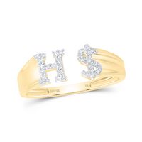 1/8CTW-NAT DIA NK GIFT INITIAL &quot;H&quot; LADIES DOLLAR RING