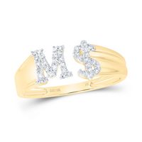 1/6CTW-DIA NK GIFT INITIAL &quot;M&quot; LADIES DOLLAR RING