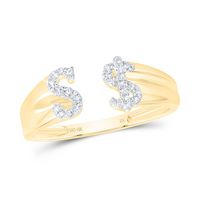 1/8CTW-DIA NK GIFT INITIAL &quot;S&quot; LADIES DOLLAR RING