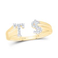 1/8CTW-DIA NK GIFT INITIAL &quot;T&quot; LADIES DOLLAR RING